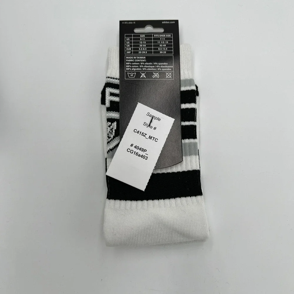 Adidas LA Kings NHL Mens Crew Socks 3 Pack Black White Grey Striped Large 9-11